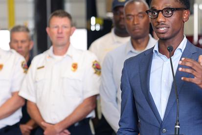 Mayor Bibb Speaks at Cleveland Fire Presser